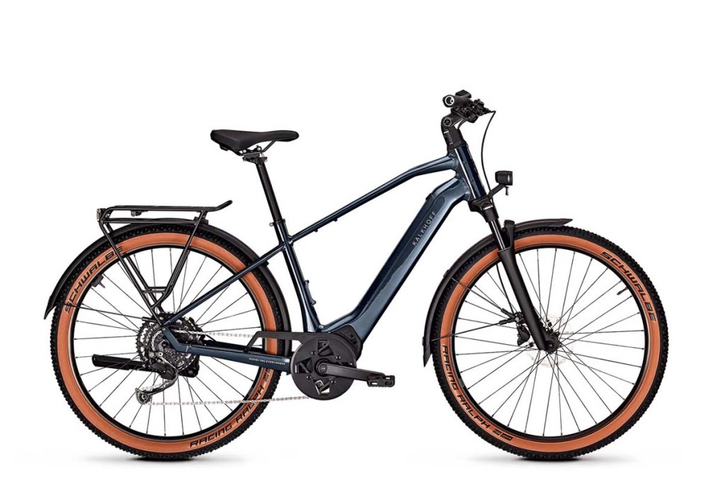 Productshot blaues E-Bike von der Seite