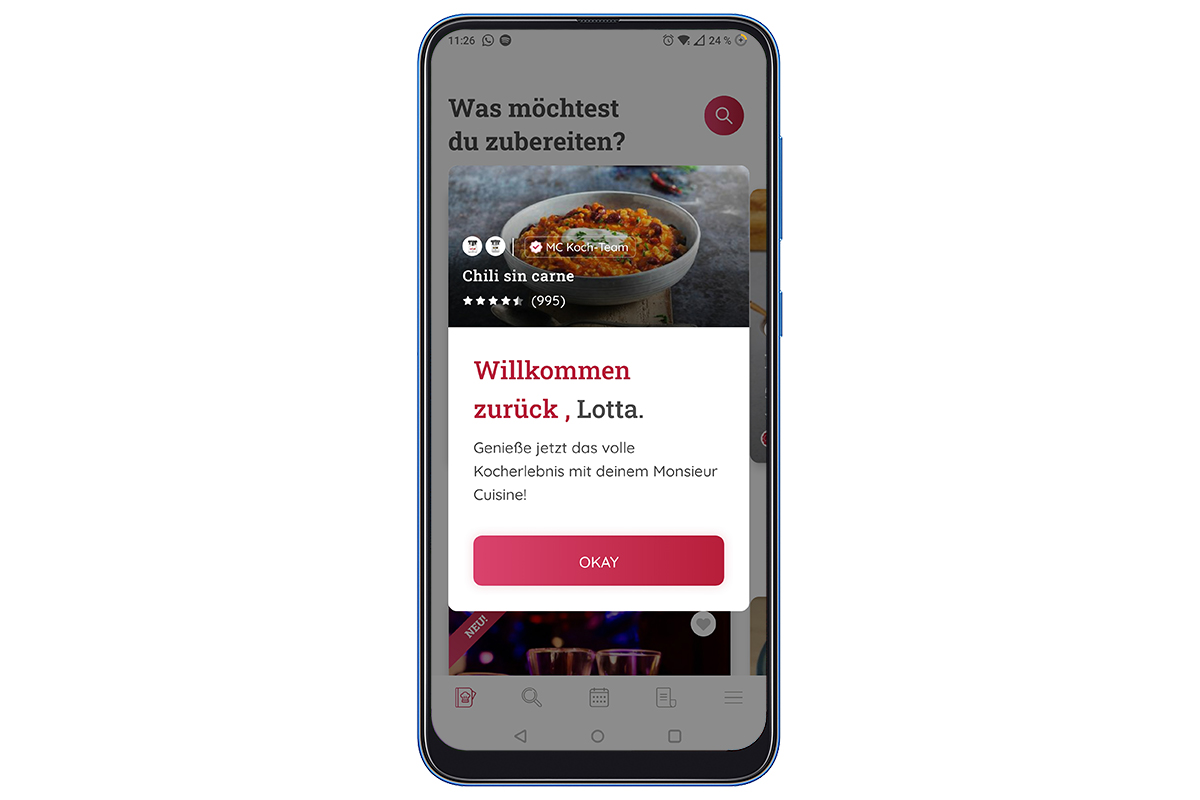 Ein Screenshot der Monsieur-Cuisine-App.