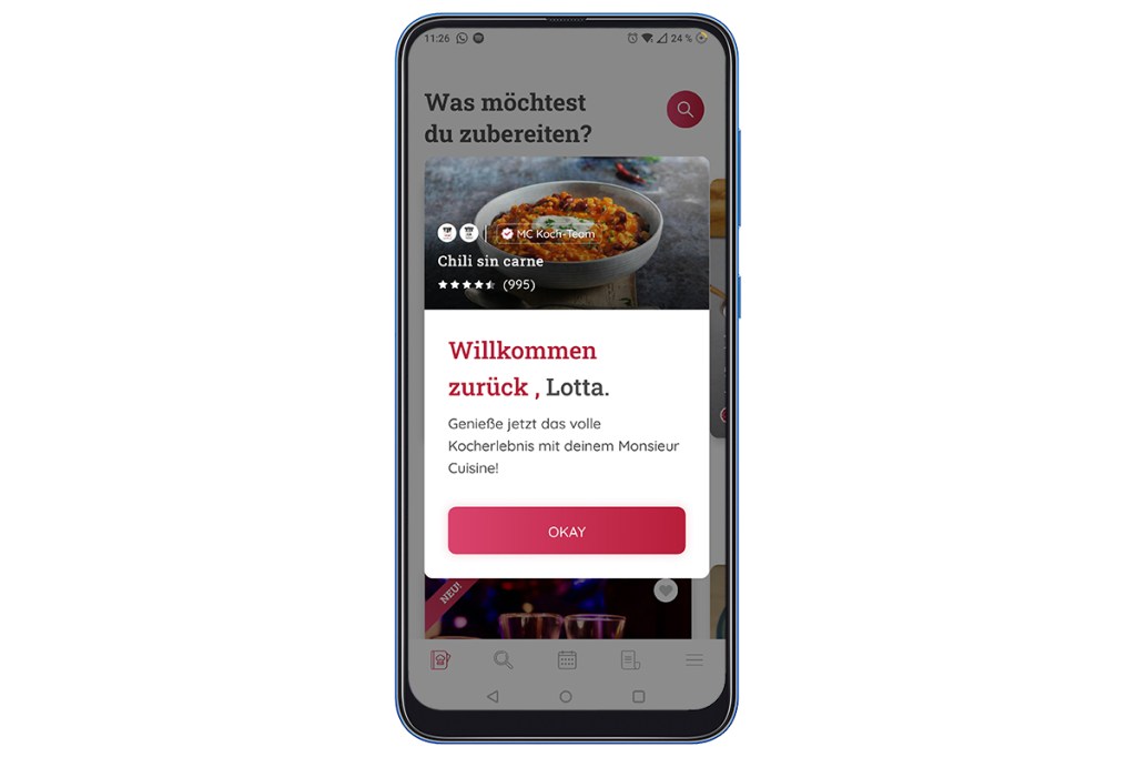 Ein Screenshot der Monsieur-Cuisine-App.