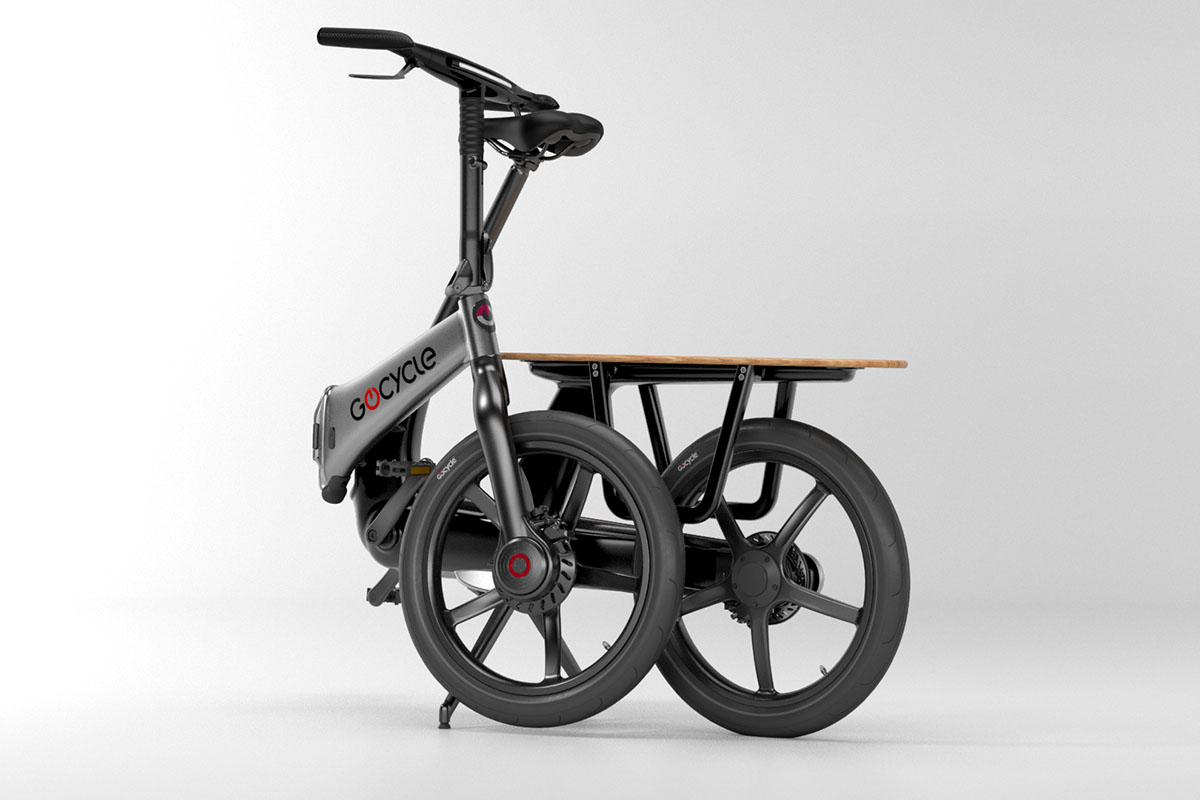 Goycle E-CXargo-Bike im zusammengefalteten Zustand.