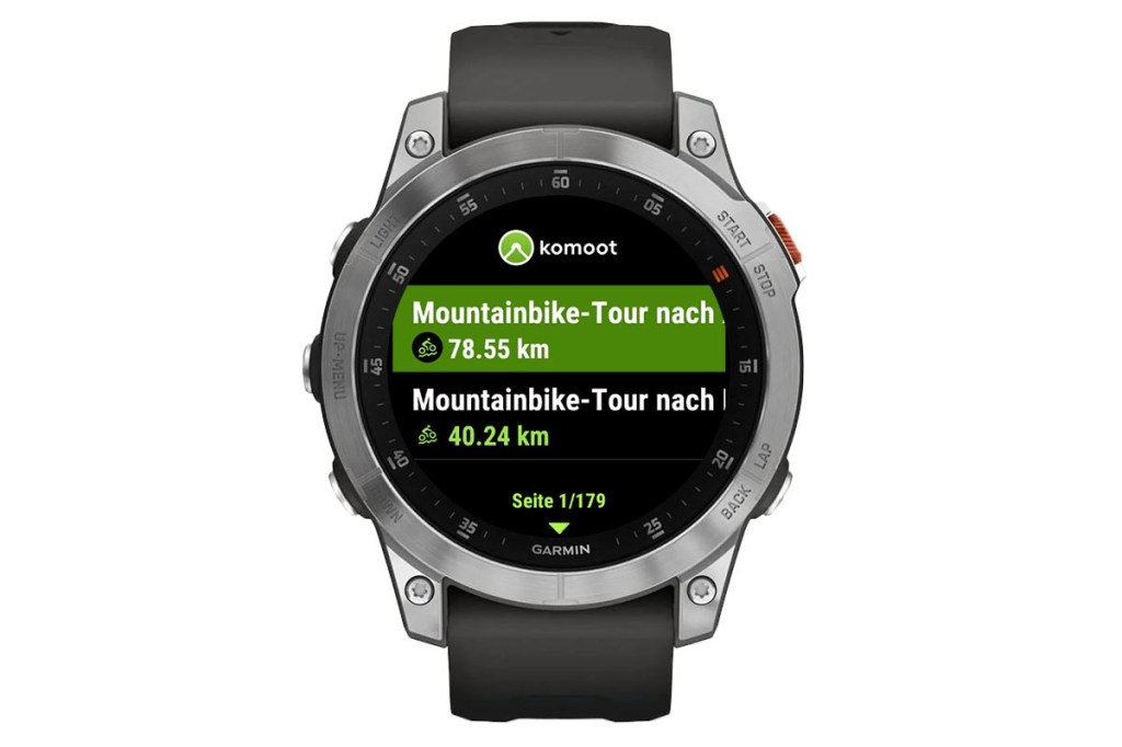 Komoot-Route auf Garmin Smartwatch 1