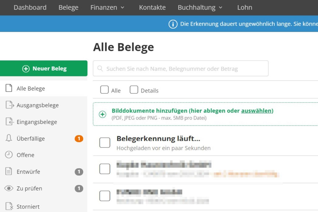 Buchhaltung Rechnung importieren