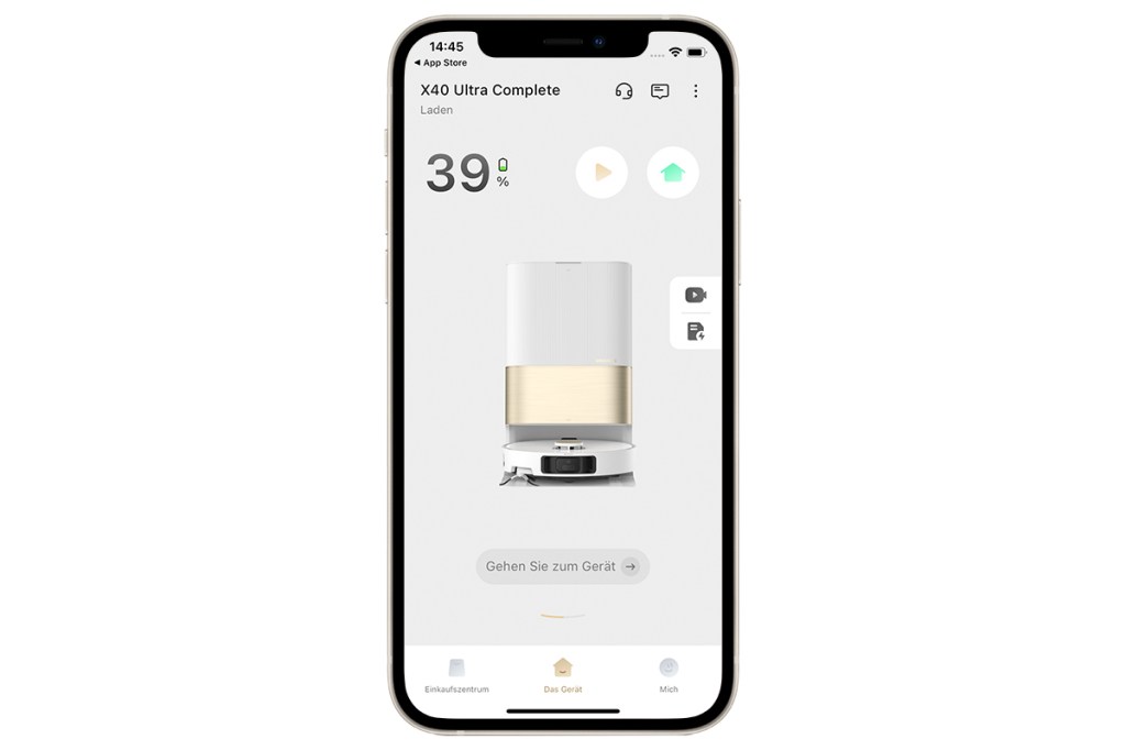 Ein Screenshot der Dreame-App mit verbundenem X40 Ultra Complete auf einem iPhone.