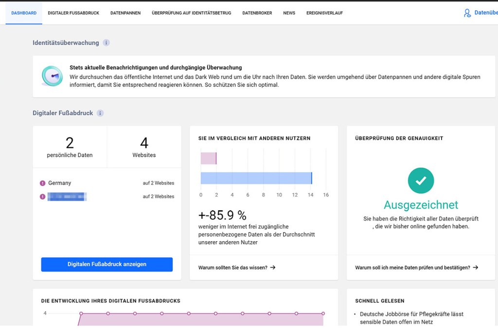 Bitdefender privacy dashboard