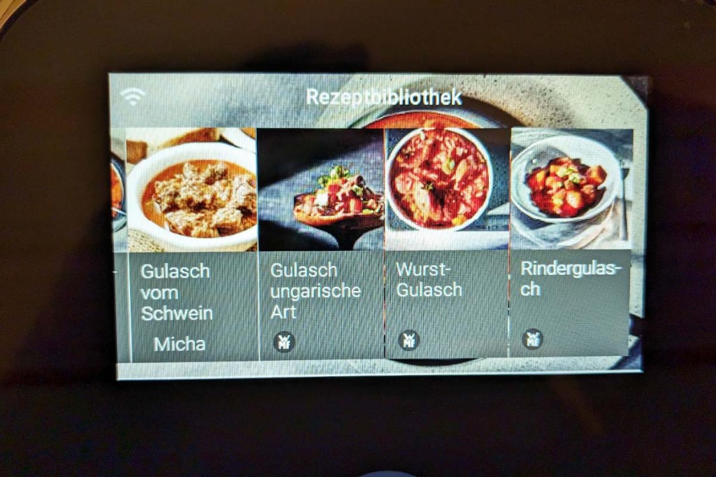 Das abfotografierte Display der WMF Avantgarde mit Rezepten.