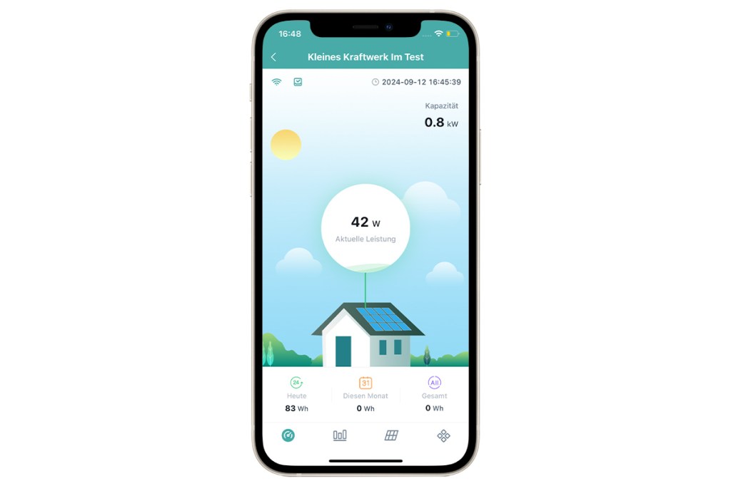 Die Hoymiles-App mit verbundenem Balkonkraftwerk von Kleines Kraftwerk.