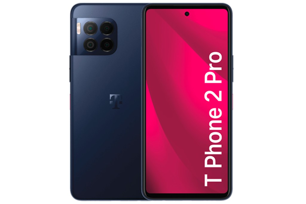 Produktbild des Telekom T Phone 2 Pro Smartphones vor weißem Hintergrund.