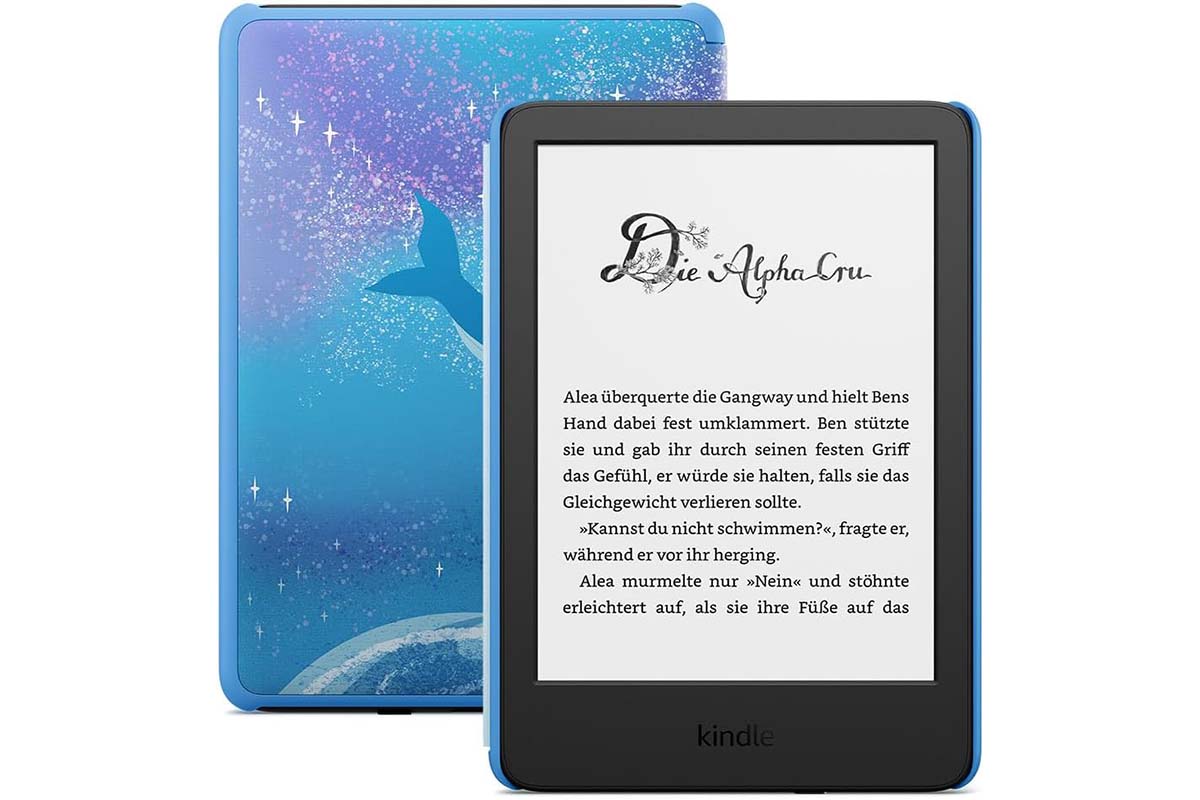 Productshot eines E-Book-Readers, den man von vorne und hinten sieht