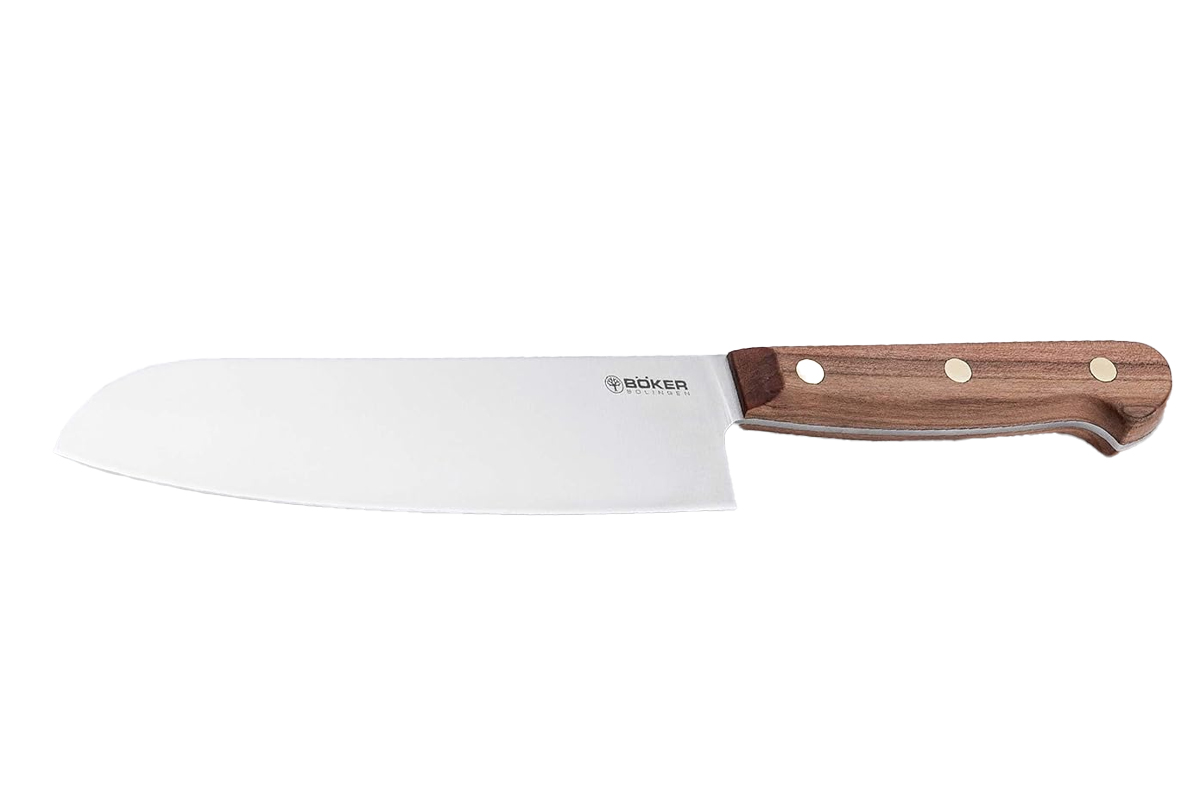 Freisteller des Messers "Cottage-Craft Santoku" von Böker auf weißem Grund.