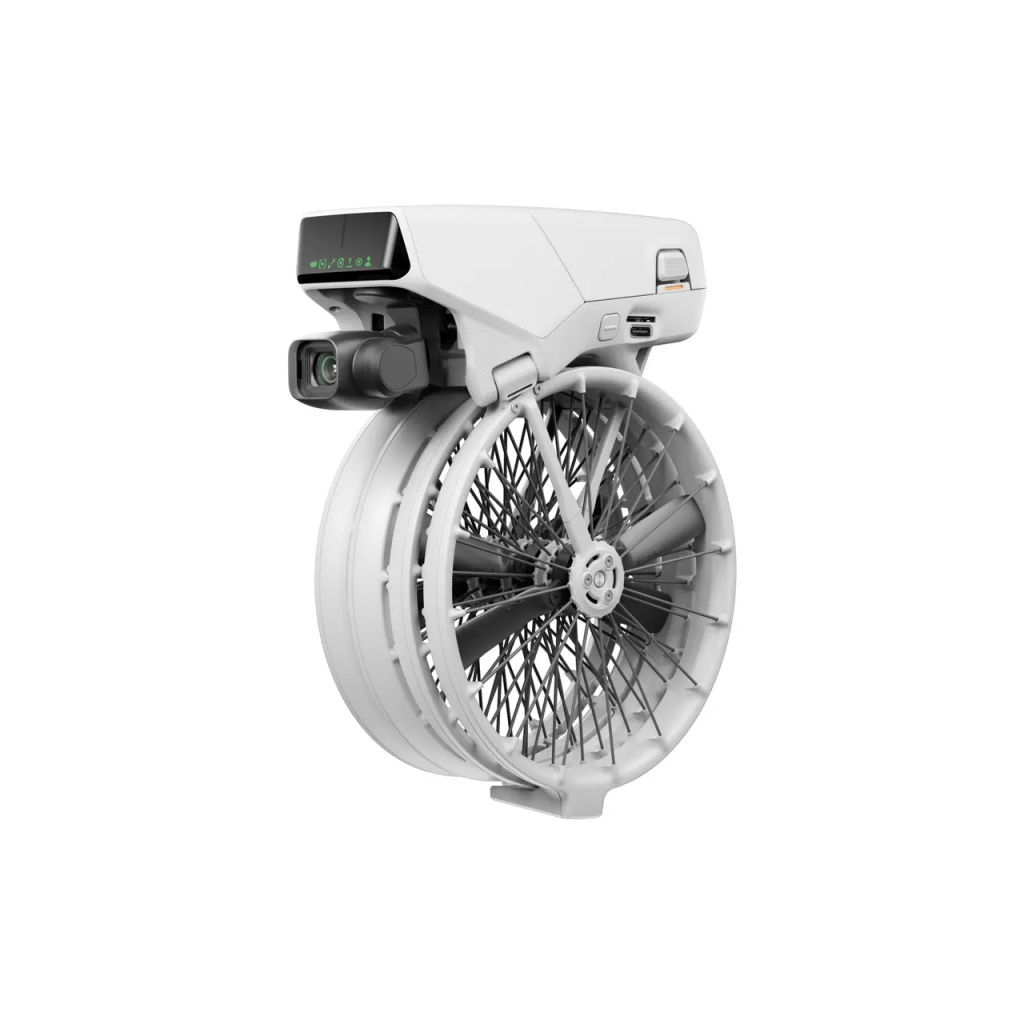 Die Drohne DJI Flip mit nach unten geklappten Rotoren.