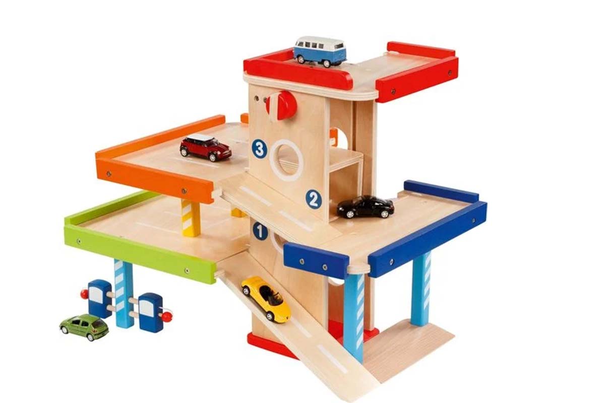 Kinder-Spielzeug-Parkhaus aus Holz