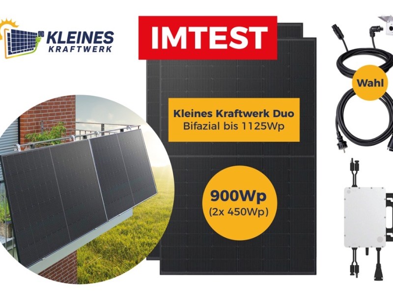 Balkonkraftwerk mit Wechselrichter und Kabel. Aktionsangebot von Kleines Kraftwerk